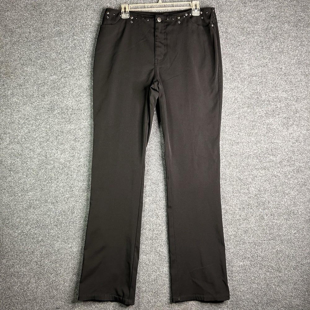 Harley Davidson Pants Y2k Womens Size 10 Black‎ Studded Rayon Spandex Motorcycle